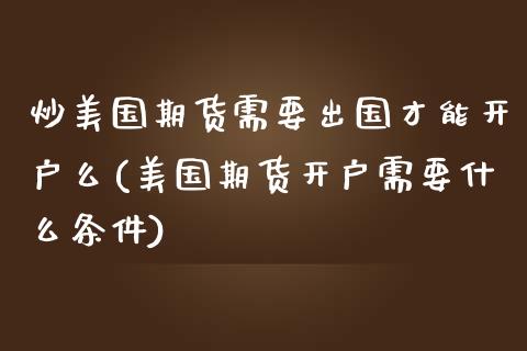 炒美国期货需要出国才能开户么(美国期货开户需要什么条件)_https://wap.sdxiaoxijinshu.com_财经_第1张