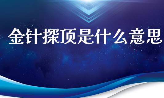 金针探顶是什么意思_https://wap.sdxiaoxijinshu.com_财经_第1张