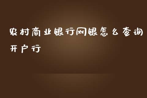 农村商业银行网银怎么查询开户行_https://wap.sdxiaoxijinshu.com_金融_第1张