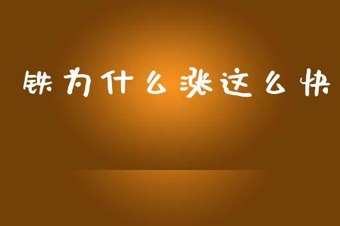 铁为什么涨这么快_https://wap.sdxiaoxijinshu.com_期货_第1张