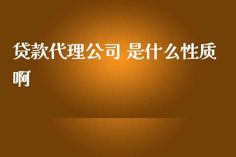 贷款代理公司 是什么性质啊_https://wap.sdxiaoxijinshu.com_金融_第1张