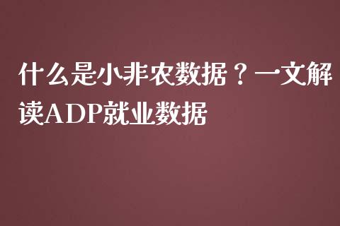 什么是小非农数据？一文解读ADP就业数据_https://wap.sdxiaoxijinshu.com_期货_第1张