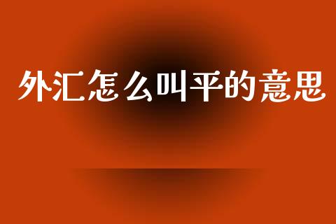 外汇怎么叫平的意思_https://wap.sdxiaoxijinshu.com_财经_第1张