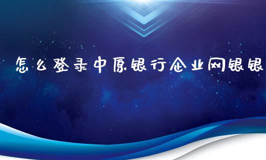 怎么登录中原银行企业网银银_https://wap.sdxiaoxijinshu.com_金融_第1张