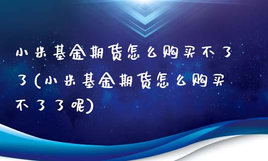 小米基金期货怎么购买不了了(小米基金期货怎么购买不了了呢)_https://wap.sdxiaoxijinshu.com_理财_第1张