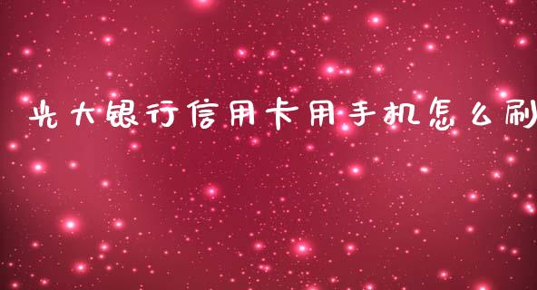 光大银行信用卡用手机怎么刷_https://wap.sdxiaoxijinshu.com_金融_第1张