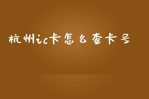 杭州ic卡怎么查卡号_https://wap.sdxiaoxijinshu.com_金融_第1张