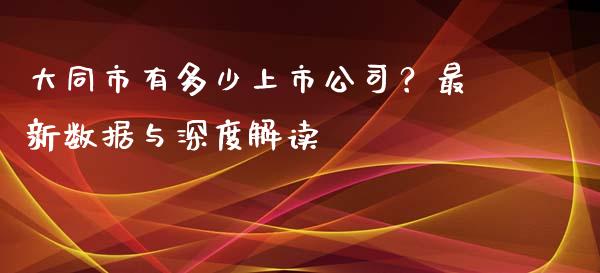 大同市有多少上市公司？最新数据与深度解读_https://wap.sdxiaoxijinshu.com_期货_第1张