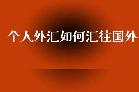 个人外汇如何汇往国外_https://wap.sdxiaoxijinshu.com_理财_第1张