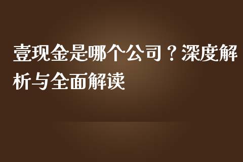 壹现金是哪个公司？深度解析与全面解读_https://wap.sdxiaoxijinshu.com_财经_第1张