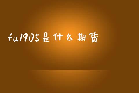 fu1905是什么期货_https://wap.sdxiaoxijinshu.com_期货_第1张