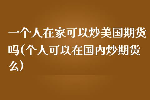 一个人在家可以炒美国期货吗(个人可以在国内炒期货么)_https://wap.sdxiaoxijinshu.com_财经_第1张