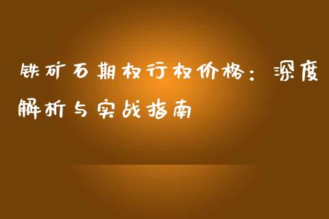 铁矿石期权行权价格：深度解析与实战指南_https://wap.sdxiaoxijinshu.com_期货_第1张