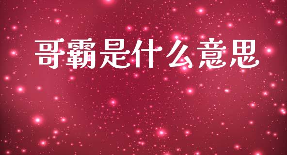 哥霸是什么意思_https://wap.sdxiaoxijinshu.com_财经_第1张