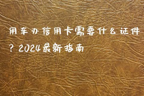用车办信用卡需要什么证件？2024最新指南_https://wap.sdxiaoxijinshu.com_金融_第1张