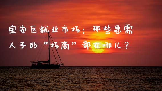 宝安区就业市场：那些急需人手的“场商”都在哪儿？_https://wap.sdxiaoxijinshu.com_期货_第1张