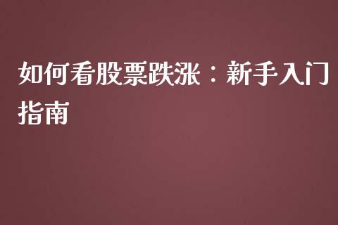 如何看股票跌涨：新手入门指南_https://wap.sdxiaoxijinshu.com_期货_第1张