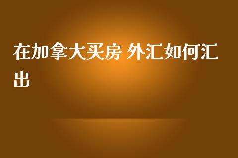 在加拿大买房 外汇如何汇出_https://wap.sdxiaoxijinshu.com_财经_第1张