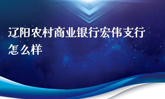 辽阳农村商业银行宏伟支行怎么样_https://wap.sdxiaoxijinshu.com_期货_第1张