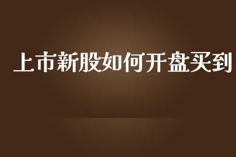 上市新股如何开盘买到_https://wap.sdxiaoxijinshu.com_理财_第1张