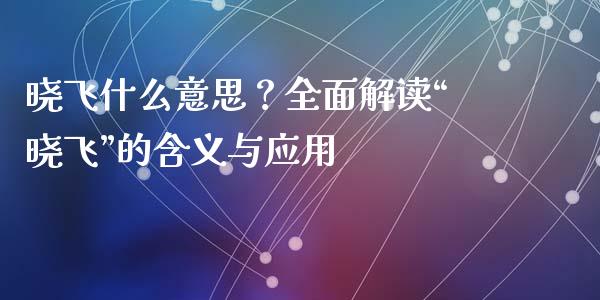 晓飞什么意思？全面解读“晓飞”的含义与应用_https://wap.sdxiaoxijinshu.com_理财_第1张