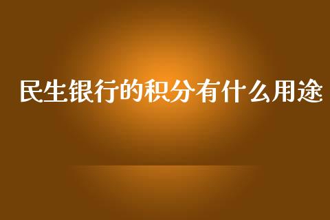 民生银行的积分有什么用途_https://wap.sdxiaoxijinshu.com_金融_第1张