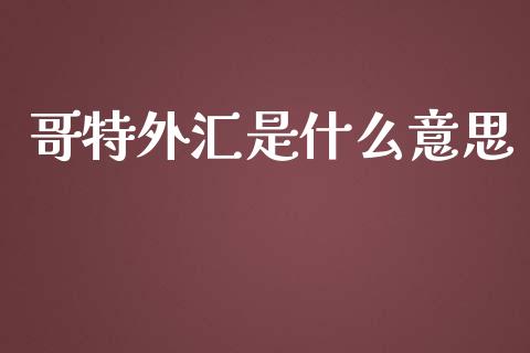 哥特外汇是什么意思_https://wap.sdxiaoxijinshu.com_期货_第1张