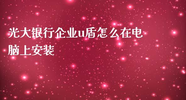 光大银行企业u盾怎么在电脑上安装_https://wap.sdxiaoxijinshu.com_金融_第1张