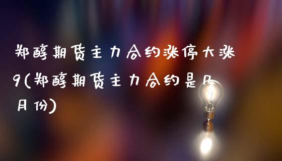 郑醇期货主力合约涨停大涨9(郑醇期货主力合约是几月份)_https://wap.sdxiaoxijinshu.com_金融_第1张