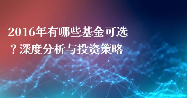 2016年有哪些基金可选？深度分析与投资策略_https://wap.sdxiaoxijinshu.com_期货_第1张
