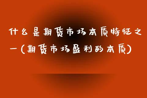 什么是期货市场本质特征之一(期货市场盈利的本质)_https://wap.sdxiaoxijinshu.com_金融_第1张