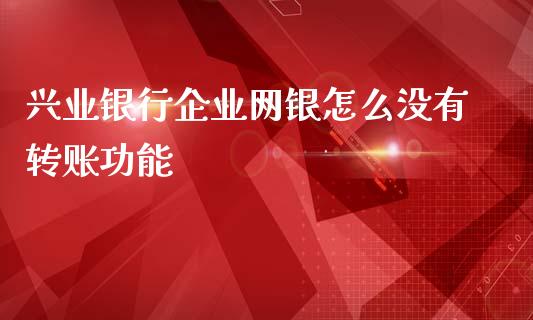 兴业银行企业网银怎么没有转账功能_https://wap.sdxiaoxijinshu.com_金融_第1张
