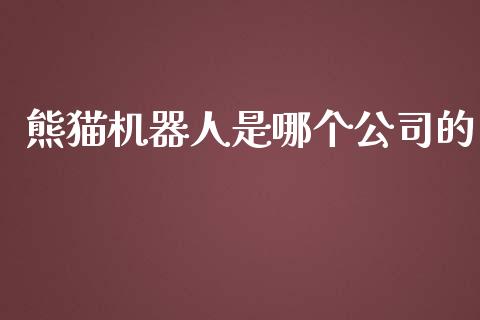熊猫机器人是哪个公司的_https://wap.sdxiaoxijinshu.com_财经_第1张