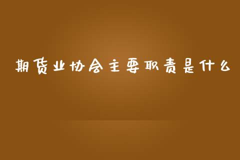 期货业协会主要职责是什么_https://wap.sdxiaoxijinshu.com_期货_第1张
