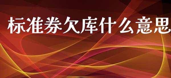 标准券欠库什么意思_https://wap.sdxiaoxijinshu.com_理财_第1张