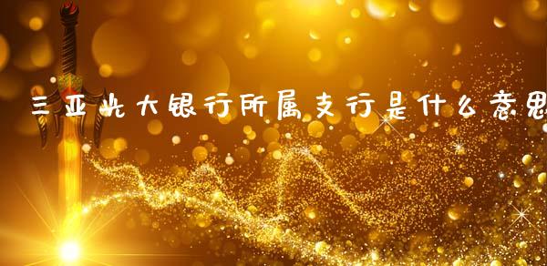 三亚光大银行所属支行是什么意思_https://wap.sdxiaoxijinshu.com_金融_第1张