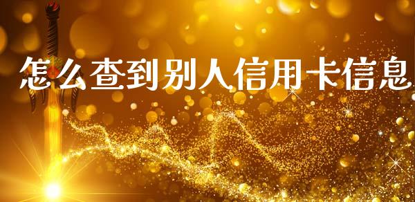 怎么查到别人信用卡信息_https://wap.sdxiaoxijinshu.com_期货_第1张
