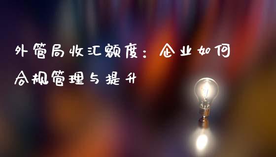 外管局收汇额度：企业如何合规管理与提升_https://wap.sdxiaoxijinshu.com_期货_第1张