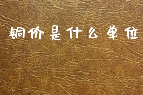铜价是什么单位_https://wap.sdxiaoxijinshu.com_期货_第1张