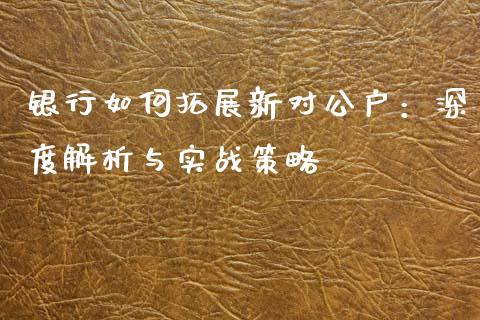 银行如何拓展新对公户：深度解析与实战策略_https://wap.sdxiaoxijinshu.com_期货_第1张