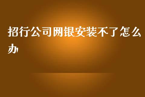 招行公司网银安装不了怎么办_https://wap.sdxiaoxijinshu.com_金融_第1张