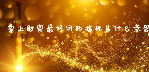 掌上财富最好用的指标是什么意思_https://wap.sdxiaoxijinshu.com_期货_第1张