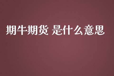 期牛期货 是什么意思_https://wap.sdxiaoxijinshu.com_期货_第1张