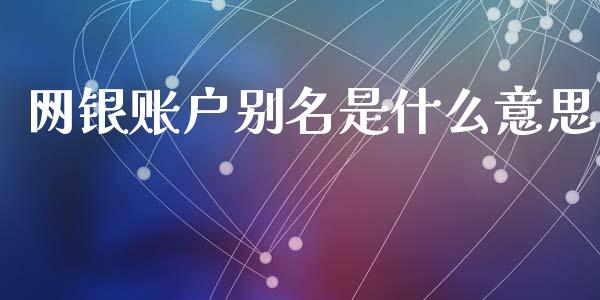 网银账户别名是什么意思_https://wap.sdxiaoxijinshu.com_金融_第1张
