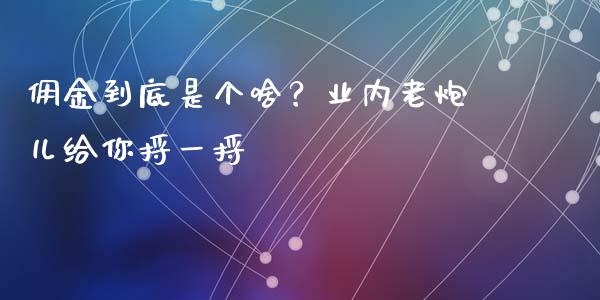 佣金到底是个啥？业内老炮儿给你捋一捋_https://wap.sdxiaoxijinshu.com_理财_第1张