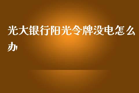 光大银行阳光令牌没电怎么办_https://wap.sdxiaoxijinshu.com_金融_第1张