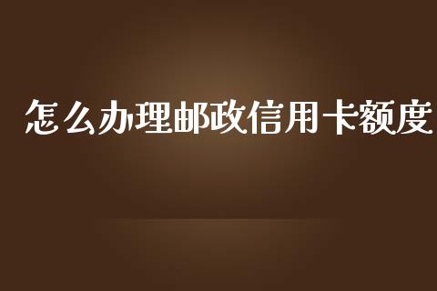 怎么办理邮政信用卡额度_https://wap.sdxiaoxijinshu.com_金融_第1张