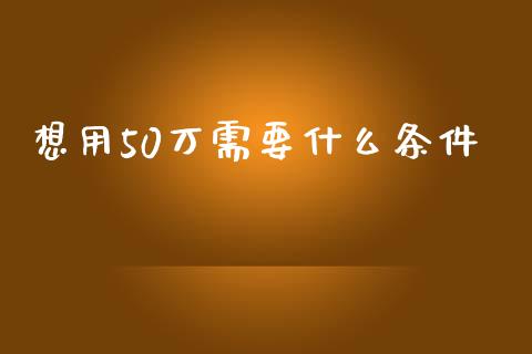 想用50万需要什么条件_https://wap.sdxiaoxijinshu.com_理财_第1张