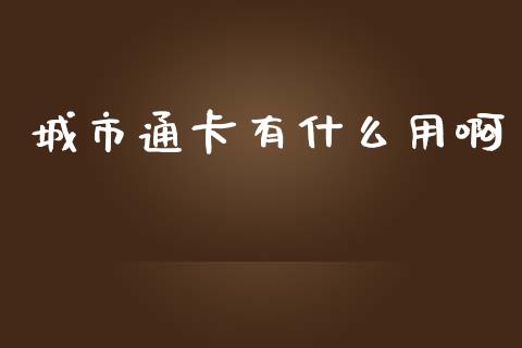 城市通卡有什么用啊_https://wap.sdxiaoxijinshu.com_金融_第1张