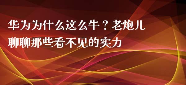 华为为什么这么牛？老炮儿聊聊那些看不见的实力_https://wap.sdxiaoxijinshu.com_期货_第1张